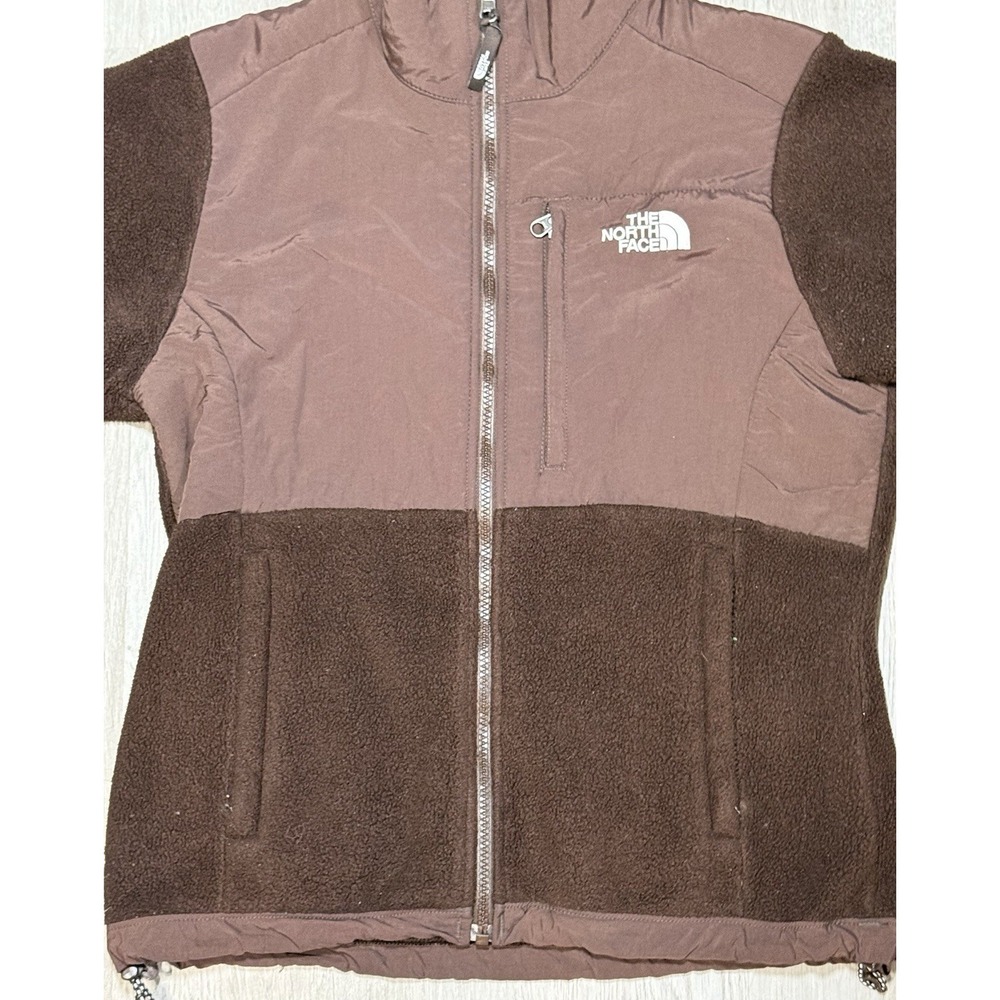 The North Face Denali Jacket Womens Small Brown Full Zip Mock Neck Fleece Logo - Picture 3 of 10